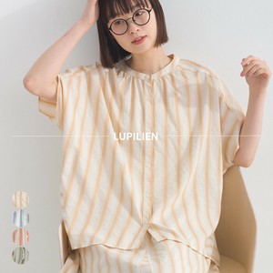 Button Shirt/Blouse Dolman Sleeve Stripe Band Collar 100% Cotton