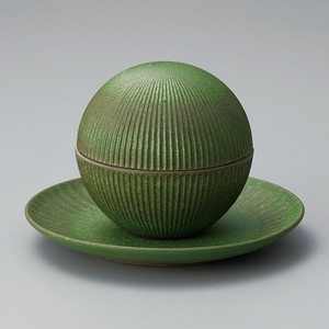 [美濃焼 食器] 手まりフタ物緑釉・受皿 [minoware TOKI 陶器]