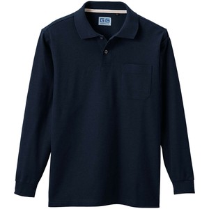 桑和 50590 長袖ポロシャツ(胸ポケット付き) 6Lサイズ ネイビー(1) G.GROUND