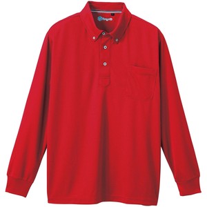 桑和 50394 長袖ボタンダウンポロシャツ(胸ポケット付き) Lサイズ レッド(43) SOWA