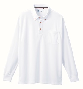 桑和 50394 長袖ボタンダウンポロシャツ(胸ポケット付き) SSサイズ ホワイト(0) SOWA