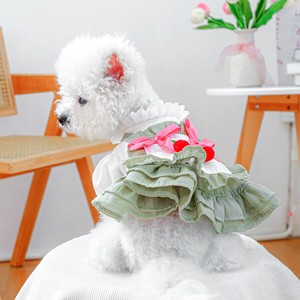 犬服 5サイズ ドッグウェア ペット服 ワンピース リボン さくらんぼ
