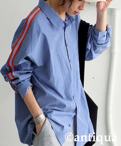 衬衫 女士 长袖 男女兼用 男士 条纹衬衫 antiqua