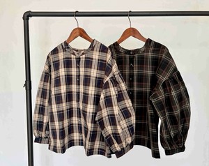 Button Shirt/Blouse Check 2-way Blouse