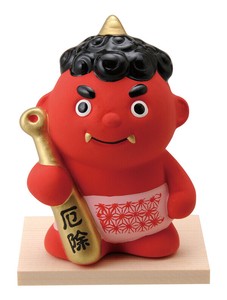 ★幸福を招く★　楽しくお目出度い「縁起の置物」【厄除け　鬼っ子(赤）】