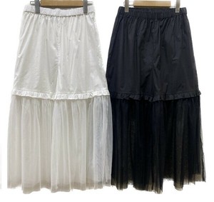 レイヤード対応♪裾レースチラ見せのお洒落 【mano a mano】チュールペチパンツ
