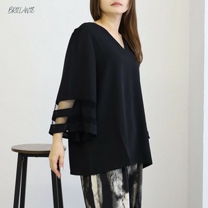 【2025新作】【追加入荷！】Vネック袖シースルーデザインTブラウス　　BRILLANTE大阪