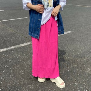即納【2025新作】【大人気の為新色追加】プリーツIラインスカート　ロング　ナロー　スリット　無地