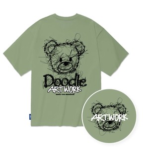 【2025春夏新作】シックDOODLEベアーイラスト半袖Tシャツ