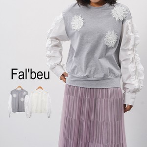 【新作】立体フラワー付きコットンカットソー　2色展開
