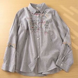 小花刺繡いっぱいコットンシャツ・ブラウス「新作」