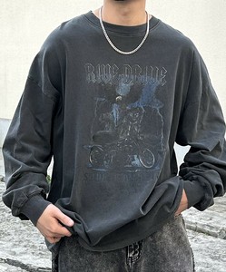 ヴィンテージライク レトロプリント ピグメント加工 ビッグシルエット バンドロンT