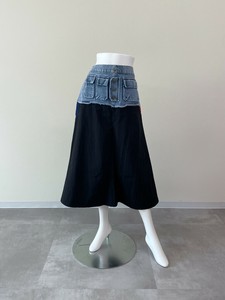 サイドラインデニム切替スカート