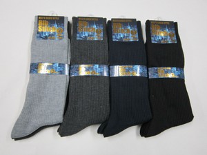 紳士綿混カラーリブソックス2P