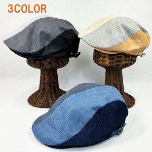 Flat Cap Check Pattern Ladies fashion Linen Cotton Switching Men's S/S