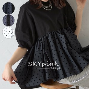 【2025SS新作入荷】フロッキードットティアードプルオーバートップス　 skypink東京 2025新作