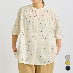 Button Shirt/Blouse Cotton Polka Dot
