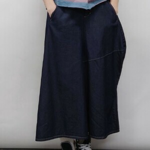 【i+mu(イム)】変形ワイドパンツ　アシンメトリー　デニム　インディゴ　綿　コットン　春夏