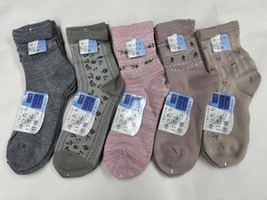 婦人綿混ゆったりくちごむ柄ソックス2足組