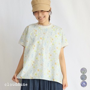 【2025 新作】コットン布帛花柄pt.×天竺コンビ ブラウス