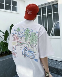 【2025春夏新作】カラフルドライブイラスト半袖Tシャツ