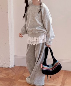 【aimoha-KIDS-】レースデザインスウェットパンツ キッズ 女の子 子供 スウェット レース