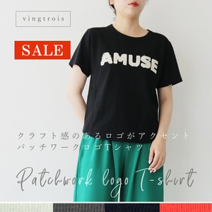【SALE】【追加】クラフト感がお洒落♪パッチワークロゴ Tシャツ/2025春夏新作 vingtrois