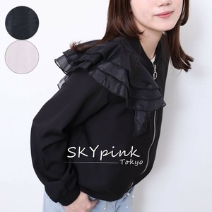 【2025SS新作】アシンメトリーフリルデザインブルゾン　ジャケット　SKYpink東京