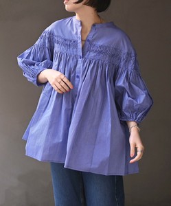 Button Shirt/Blouse Pintucked Indian Cotton Stripe Cotton 100% Cotton