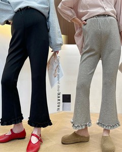 フレアパンツ ボトムス マタニティパンツ カジュアル ウエストゴム 裾フリル パンツ マタニティウェア