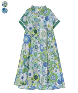 Casual Dress Floral Pattern Shirt Dress French Sleeve [2025 NEW]