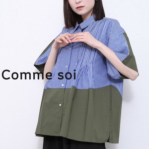 ■comme soi（コムソワ）■タック入り配色半袖ブラウス 2025新作