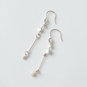 小さなジルコニアに星とバーをセットしたSILVER925ピアス