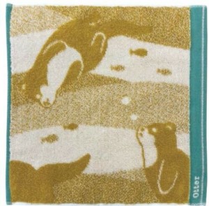 日本製 Zootto アートハンカチ カワウソ ZJH-704