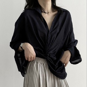 u27057 レディース シャツ トップス Tシャツ 2025春夏新作 ブラウス Vカラー シンプル 2色