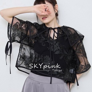 【2025SS新作入荷】花柄レースシアーシャツブラウス　SKYpink東京