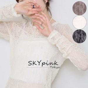【2025SS新作】 立体フラワー刺繍シアーインナートップス　ニットソー　SKYpink東京