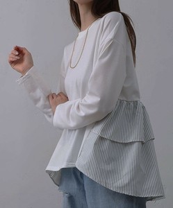 1枚着におすすめ　切替シャツティアードプルオーバー　ロングTシャツ【2025春夏新作】