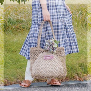 【春夏即納】マクラメ編みワッペンバッグ　レディース　トートバッグ　インド