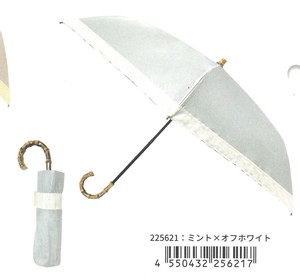 【2025春夏新作】【晴雨兼用】まるい3段折りたたみ傘　ミントxオフホワイト　225621