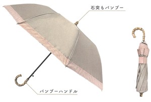 【2025春夏新作】【晴雨兼用】折りたたみジャンプ傘　アイスグレージュxピンク　225625