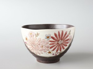Kutani ware Rice Bowl Red Hana