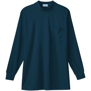 桑和 50128 長袖ローネックTシャツ(胸ポケット付き) Mサイズ ネイビー(1) SOWA