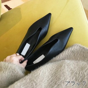 ※キズあり【OUTLET80%OFF】WT3219o-bk-22.5 ポインテッドトゥパンプス ローヒール PUレザー カジュアル