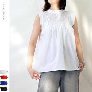 Button Shirt/Blouse Sleeveless Shirring [2025 NEW]