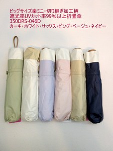 2025春夏新作）晴雨兼用・折傘-婦人　ビッグサイズ楽ミニ切り継ぎ加工柄遮光率UVカット率99％以上折畳傘