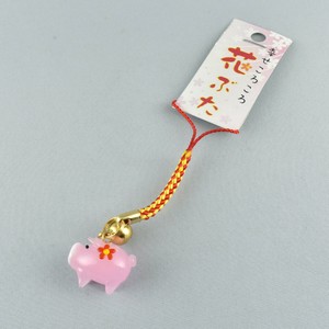 [ガラス細工]花ブタ根付