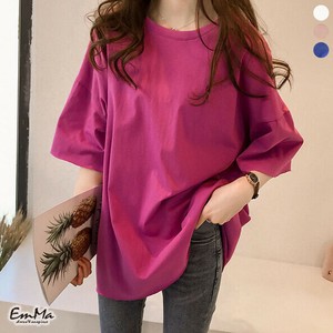 半袖カラーTシャツ 無地  ビッグシルエット ドロップショルダー 夏 【2025新作】EH1729