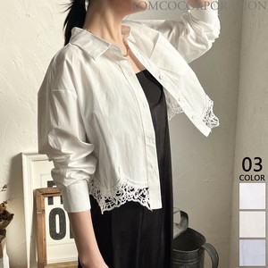 Button Shirt/Blouse Pocket Switching Chemical Lace Short Length [2025 NEW]
