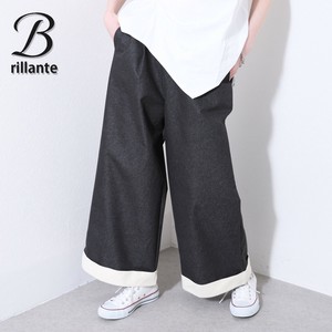 ロールアップデニム風 ツイルワイドパンツ  ベルトループ有  新作2025ss春夏　BRILLANTE東京（195980）
